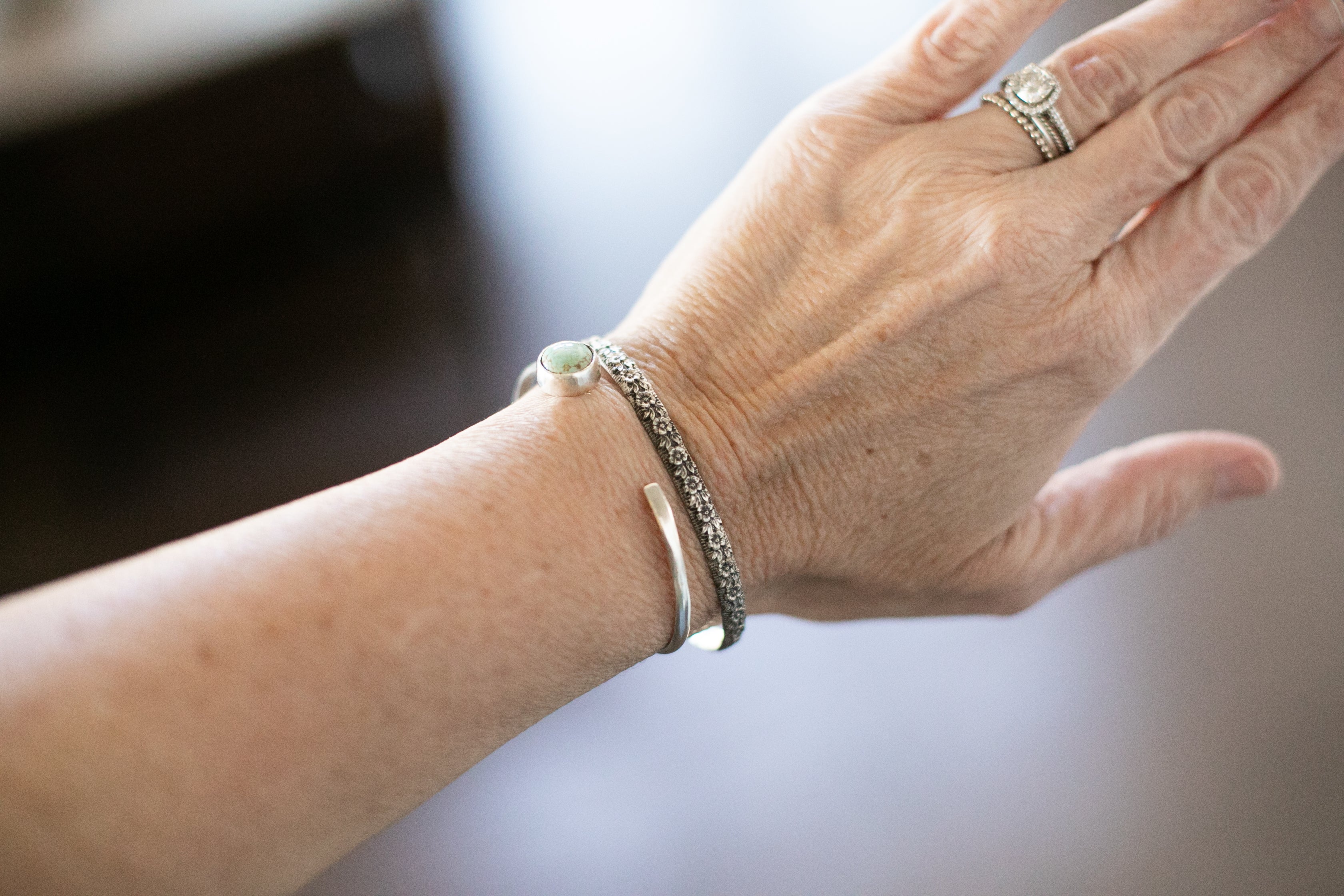 Silver Flower cuff