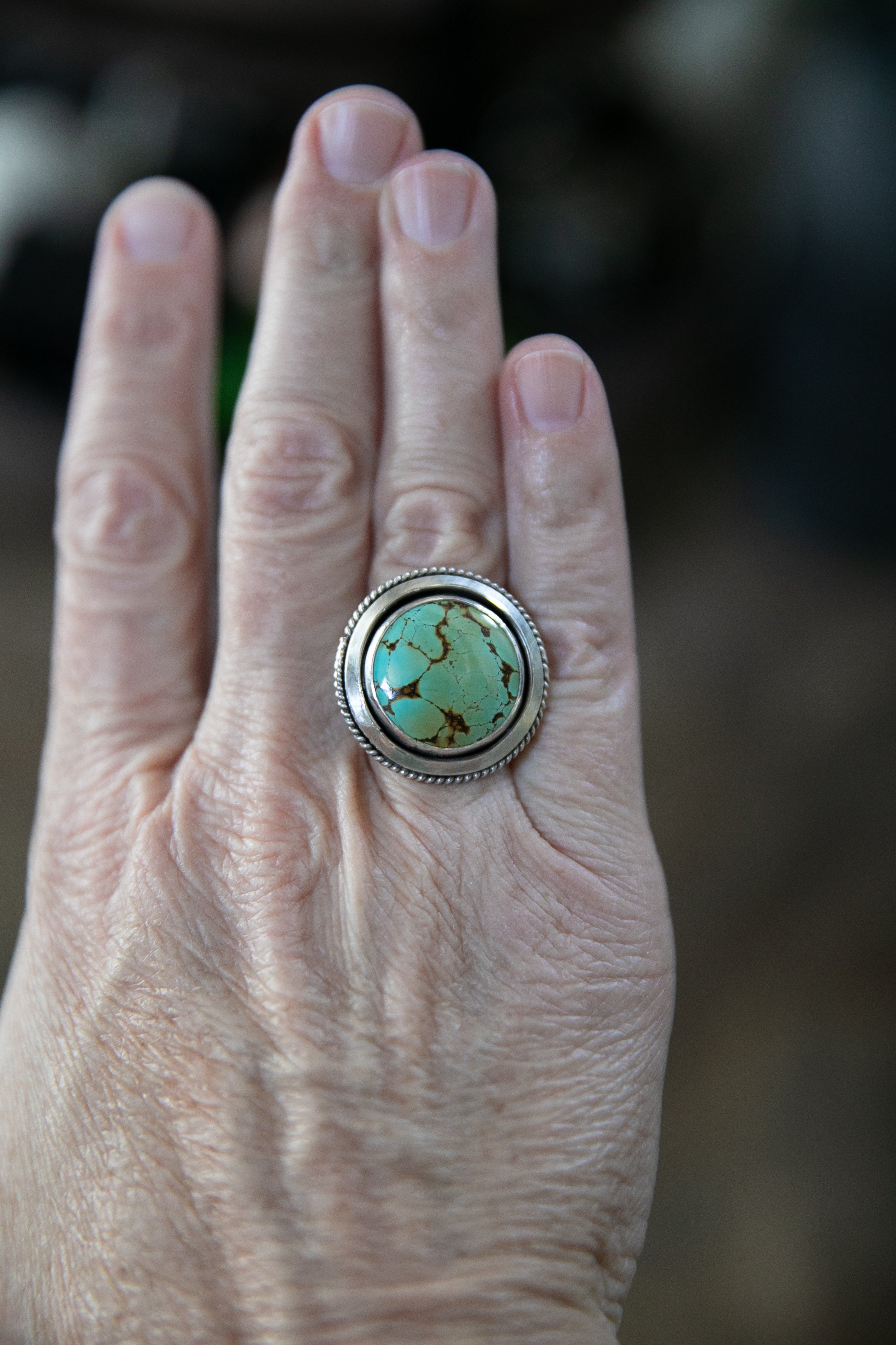 Round stone turquoise ring