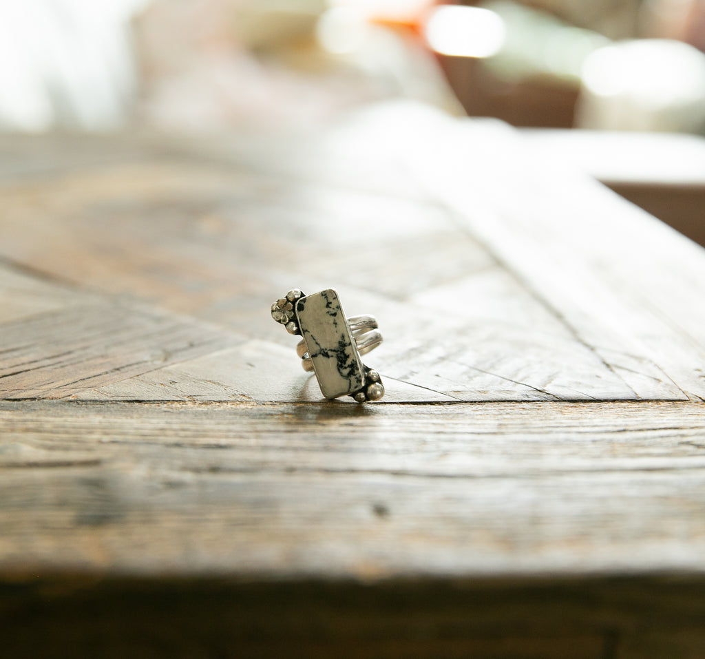 *SOLD*White buffalo turquoise ring