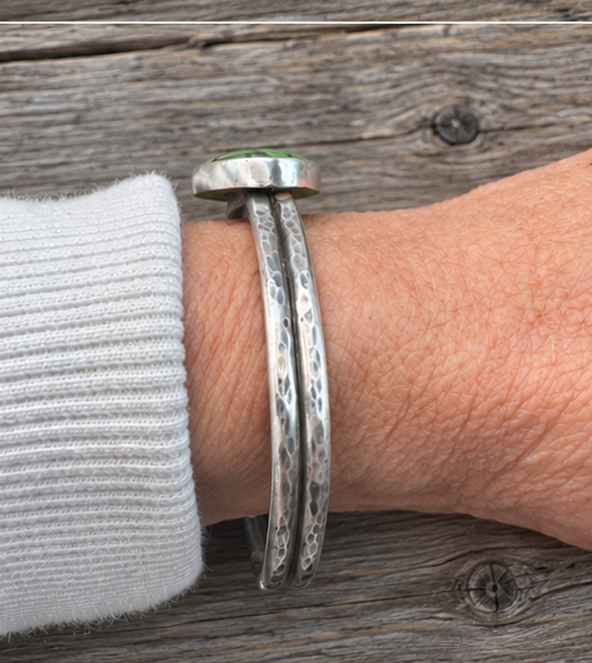 Hubei Turquoise | Hammered Sterling Silver Cuff